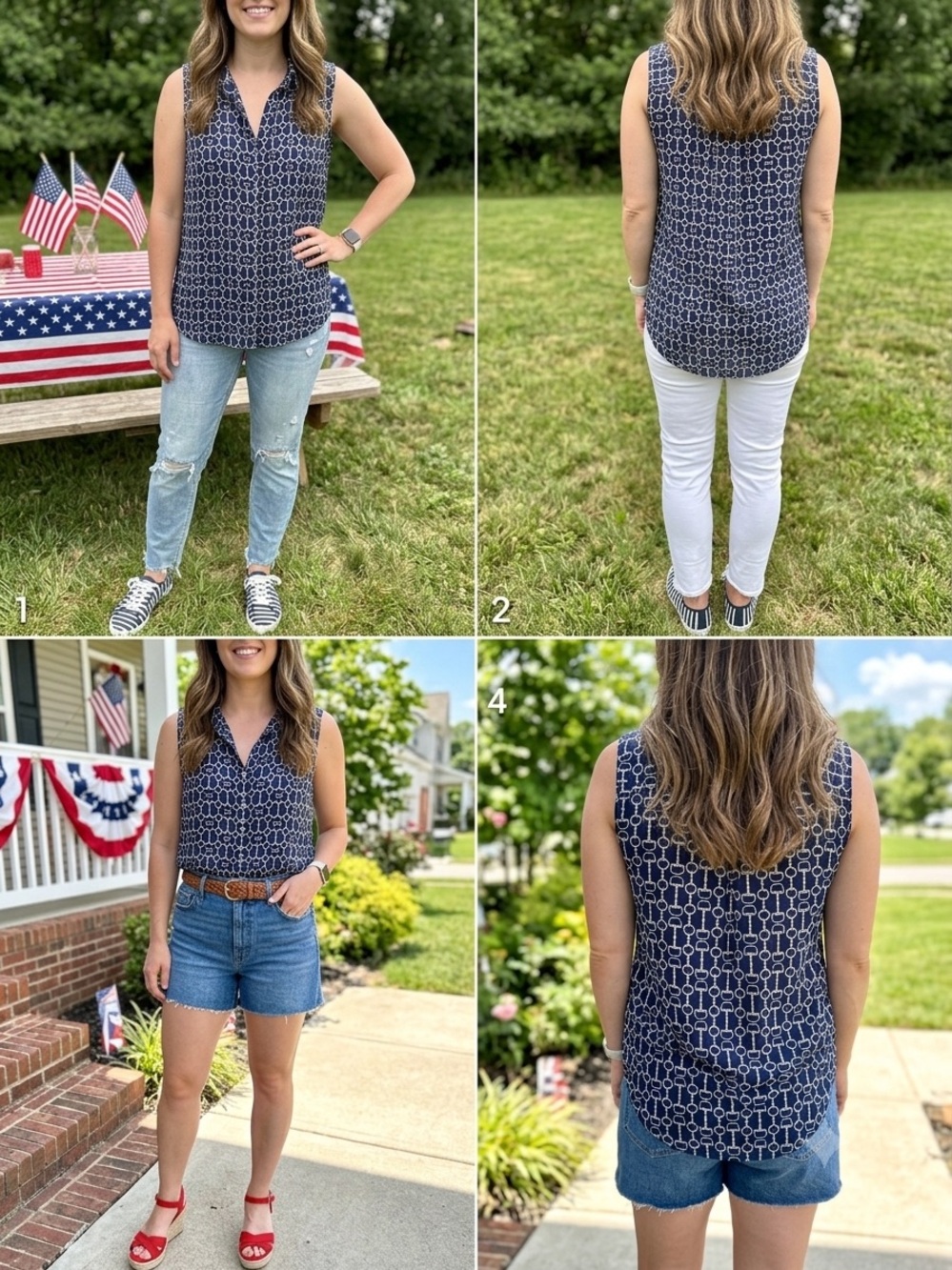 Roz & Ali Navy Geo-Print Sleeveless low high